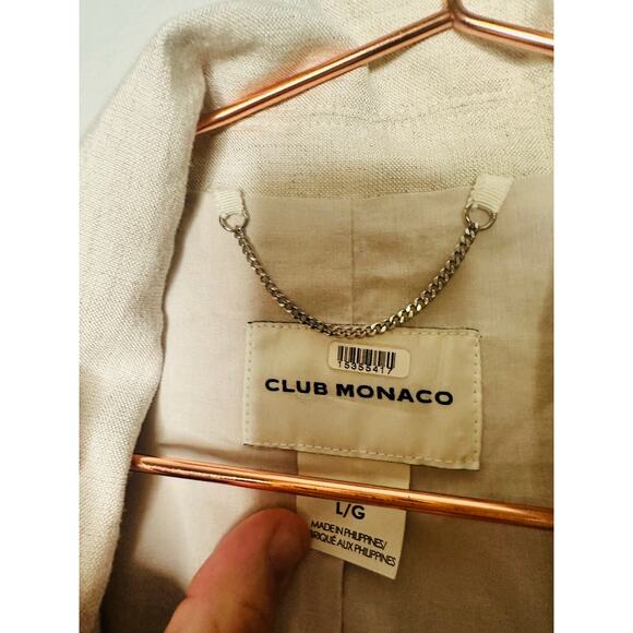 CLUB MONACO Flaxseed Relaxed Single Breasted Linen-Blend Blazer Coat Size Large - Picture 8 of 10